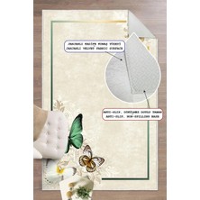 Pelura Halı Dijital Baskılı Dekoratif Kaymaz Taban Yıkanabilir Kelebek Desen Halı Salon Halısı Yolluk Mutfak Halısı