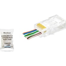 Elektronikçim Cat6 Ez RJ45 Konnektör - 100 Adet Şeffaf / Ekonomik Poşet Paket ND2415