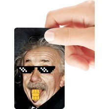 Huggy Craft Einstein Dil Temalı Mizahi Parlak Kredi/banka Kart Kaplama Sticker