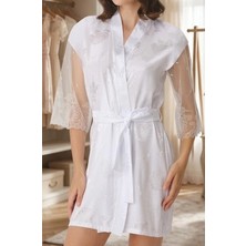 Biçomi Bicomi Zarif Dantelli Saten Sabahlık – Çeyizlik & Yazlık Mini Model