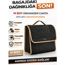 E-BİZ Oto Bagaj Organizer Bagaj Çantası M Boy Kaymaz Cırt Bantlı Velur Kompakt Düzenleyici