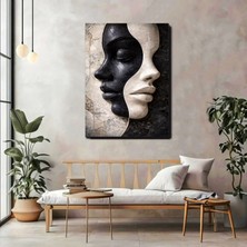 Artprinta Soyut Yüzler Yin Yang Kanvas Tablo – Modern ve Anlamlı Dekorasyon