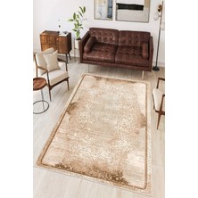 Pelura Halı Çerçeve Desen Baskılı Kaymaz Yıkanabilir Salon Oturma Odası Mutfak Antre Halısı Yolluk