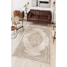 Pelura Halı Göbekli Klasik Desen Baskılı Kaymaz Yıkanabilir Salon Oturma Odası Mutfak Halısı Yolluk