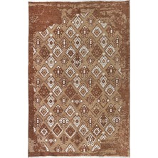 Halımax Lina Çift Taraflı %100 Pamuk Kilim Modern Yıkanabilir Şönil Kilim 015-E Bej Kahve