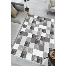 Pelura Halı Modern Gri Desen Baskılı Kaymaz Yıkanabilir Salon Oturma Odası Mutfak Antre Halısı Yolluk