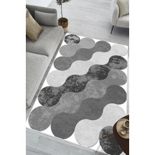 Pelura Halı Geometrik Desen Baskılı Kaymaz Yıkanabilir Salon Oturma Odası Mutfak Antre Balkon Halısı Yolluk