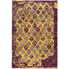 Halımax Lina Çift Taraflı %100 Pamuk Kilim Modern Yıkanabilir Şönil Kilim 015-D Mor Sarı