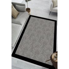 Pelura Halı Modern Siyah Çerçeveli Baskılı Kaymaz Yıkanabilir Salon Oturma Odası Mutfak Antre Halısı Yolluk