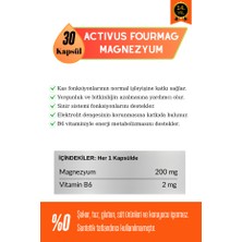 Activus Fourmag Magnezyum Kas Desteği Enerji Metabolizması Sitrat Taurat Bisglisinat Mg Malat, B6 Vitamin