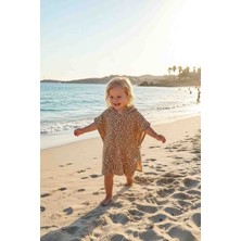 O&G Collection Leopar %100 Pamuklu 4 Katlı Bebek / Çocuk Müslin Panço / Havlu / Bornoz / Deniz