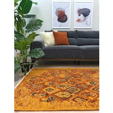 Halımax Lina Çift Taraflı %100 Pamuk Kilim Modern Yıkanabilir Şönil Kilim 015-B Turuncu Multi