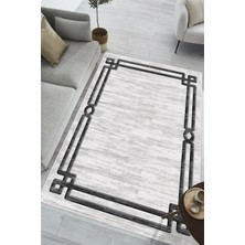 Pelura Halı Modern Çerçeveli Dijital Baskılı Kaymaz Yıkanabilir Salon Oturma Odası Antre Mutfak Halısı Yolluk