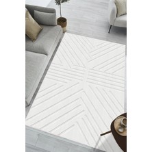 Pelura Halı Modern Beyaz Desen Baskılı Kaymaz Yıkanabilir Salon Oturma Odası Mutfak Antre Halısı Yolluk