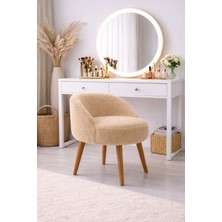 Eda Hacıoğlu Edam Bedding Group Bej Teddy Kumaş Dekoratif Berjer Puf Makyaj Masası