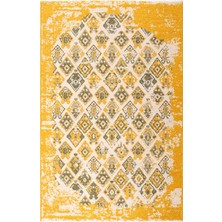 Halımax Lina Çift Taraflı %100 Pamuk Kilim Modern Yıkanabilir Şönil Kilim 015-G Yeşil Sarı