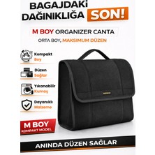 E-BİZ Oto Bagaj Organizer Bagaj Çantası M Boy Kaymaz Cırt Bantlı Velur Kompakt Düzenleyici