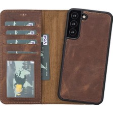 Buğz Samsung Galaxy S22 Plus Uyumlu Deri Cüzdanlı Kılıf Mwwn G2 Kahve