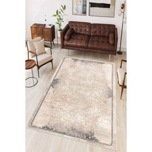Pelura Halı Çerçeve Desen Baskılı Kaymaz Yıkanabilir Salon Oturma Odası Mutfak Antre Halısı Yolluk