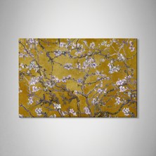 Ahsenico Çiçek Açan Badem Ağacı - Almond Blossom -Sarı -Vincent Van Gogh-Çerçevesiz Tablo