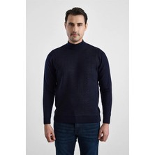 Süvari Lacivert Regular Yarım Balıkçı Yaka Kazak
