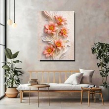 Artprinta Somon Çiçekli 3D Efekt Kanvas Tablo – Doğallık ve Zarafetin Uyumu