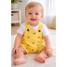 Aydede Kids Kırmızı Uğur Böceği Desenli Bebek Salopet Takım %100 Pamuk Yazlık Şortlu Tulum