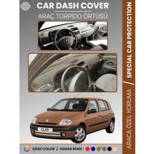 E-BİZ Renault Clıo 2 Ekranlı + Çukurlu (2001-2012) Torpido Örtüsü Ön Göğüs Koruma Torpido Koruma