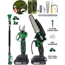 Branzeg Şarjlı Budama Testere Bağ Makası Teleskopik 2.5m Ikili Budama Seti