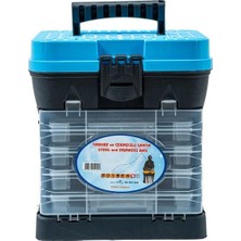 Abnturk Çok Fonksiyonlu Tabureli Balıkçı Takım Çantası - 4 Çekmeceli - Mavi