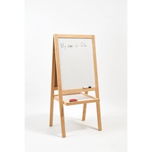 Muyuru Çam Ahşap Çift Taraflı Ayaklı Yazı Tahtası Beyaz ve Kara Tahtalı