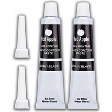 Artlantis Siyah Kontür Boyası 20 ml 2 Adet Red Apple Cam Vitray Boyası Kontur Boyası Ana Hatları Çizme Sanatsal Hobi
