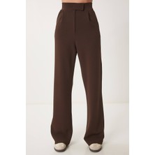 Gkc Butik Beli Cırtlı Kahverengi Kumaş Pantolon