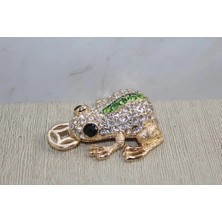 Buğz Swarovski Taşlı Minik Figür - Kurbağa