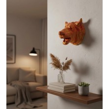 Buğz Gold Renk 3D Kurt Başı Duvar Dekoru