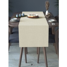 Perle Perle Home Keten Dokulu Runner Ekru Renk Dekoratif Şık Runner Örtü