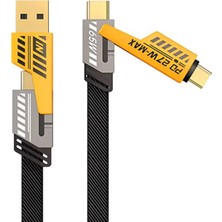 Buğz 4in1 Type-C 65W To Usb-A + Type-C To Lightning 27W Hızlı Şarj Kablosu Siyah