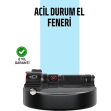Buğz USB Şarjlı Çok Amaçlı El Feneri Çekiçli Pusulalı