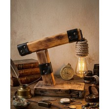 Yediotuz Digital Pazarlama Archer Rough Edition – Deri ve Halat Detaylı Masif Ahşap Masa Lambası (Ampul Dahil)