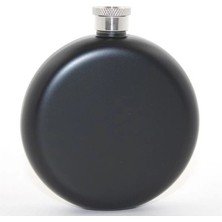 Buğz Paslanmaz Çelik Yuvarlak 5 Oz Tekli Matara Siyah Renk