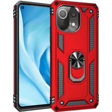 Senka Mi 11 Lite Kılıf Sofya Yüzüklü Silikon Kapak - Kırmızı