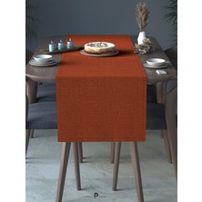 Perle Perle Home Keten Dokulu Runner Kiremit Renk Dekoratif Şık Runner Örtü