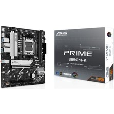 Asus Prıme B850M-K Ddr5 8400MHZ 1xhdmı 1xdp 2xm.2 Usb2.0 Matx Am5(Amd Am5 9000/8000/7000 Serileri Il