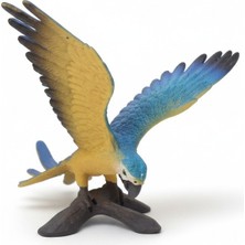 Tufy Toys Mavi Sarı Papağan Figürü- Tropikal Kuş Model Oyuncak