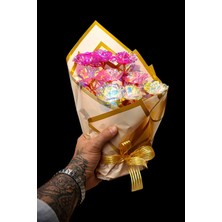 İnci Sepette Işıklı Çiçek Buketi Şık Hediye, LED Işıklı Dekoratif Gül Buketi