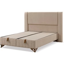 Mona Yatak Sante Tek Kişilik Baza ve Başlık Seti Kahve Renk  Baby Face Kumaş Lüks Modern Tasarım Set