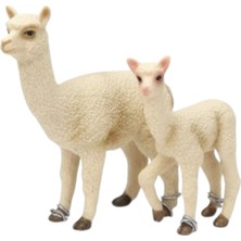 Tufy Toys Alpaka ve Yavru Alpaka Figürü-Çiftlik Hayvanı Model Hayvan Oyuncak