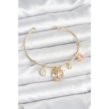 Buğz Hayat Ağacı Charmlı Gold Renk Pirinç Kadın Bileklik