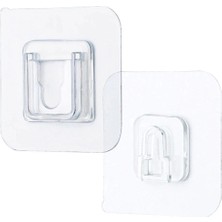 Buğz ® Eşya Sabitleme Askısı 10 Çift Şeffaf Çift Taraflı Yapışkanlı Geçmeli Klips