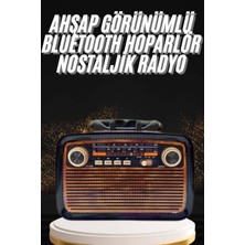 Buğz Nostaljik Görünümlü Ahşap Radyo Tf Sd USB Girişli LED Fener Işıklı